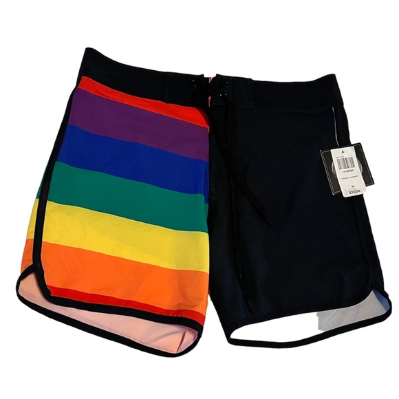 Midnight Hour Other - Midnight Hour rainbow and black swim trunks Size 30 Pride